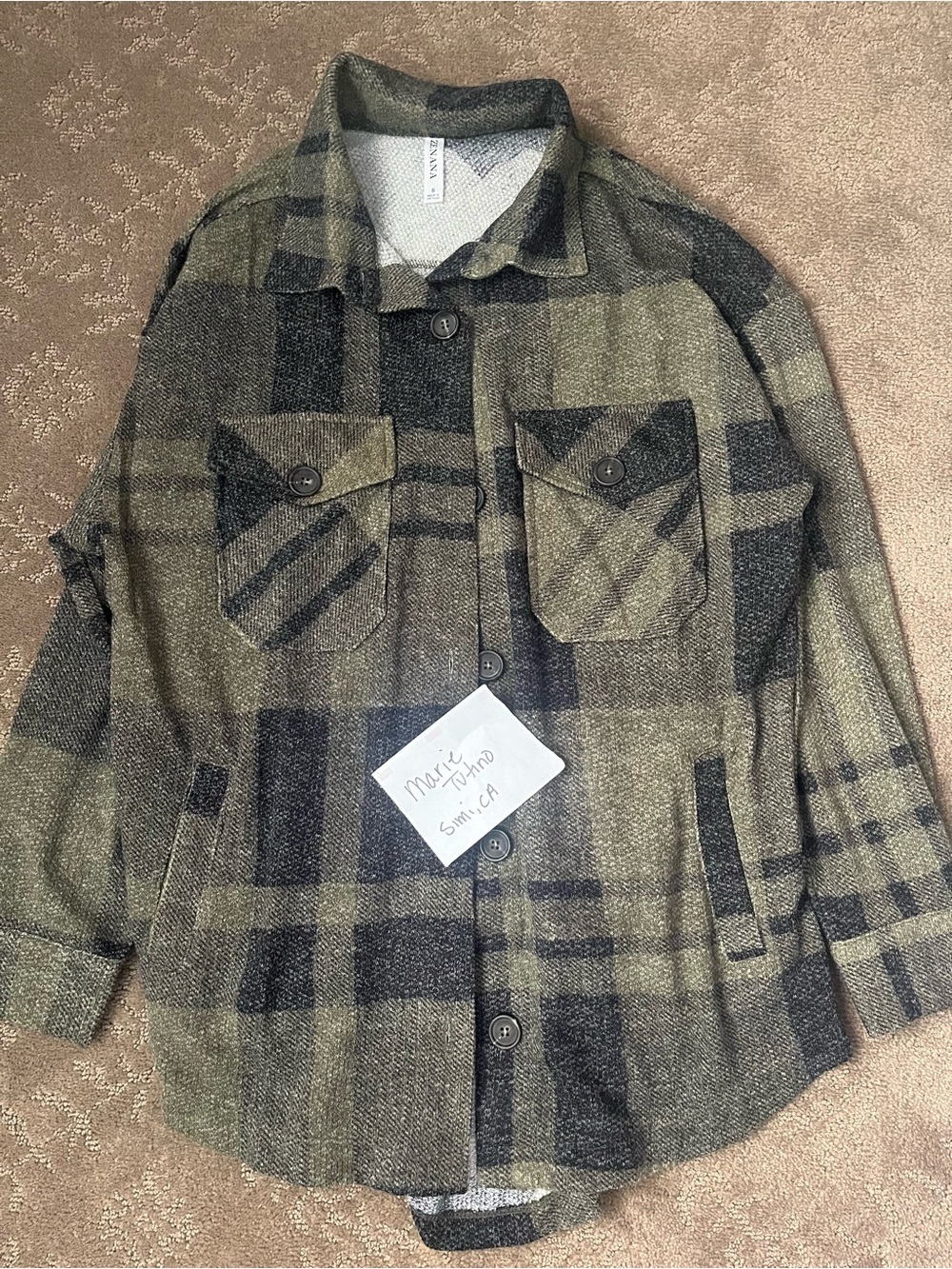 Zenana Outfitters Olive and Black Super Soft Plaid Cardigan/Top